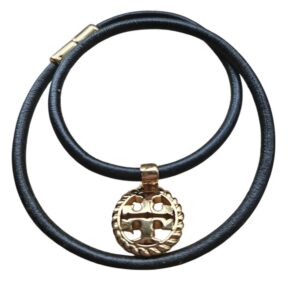 TORY BURCH 13" Rope Logo Wrap Bracelet Black Leather NWT