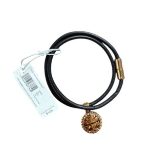 Alternative view of TORY BURCH 13" Rope Logo Wrap Bracelet Black Leather NWT