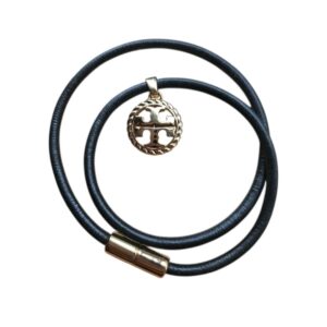 TORY BURCH 13" Rope Logo Wrap Bracelet Black Leather NWT - Image 3