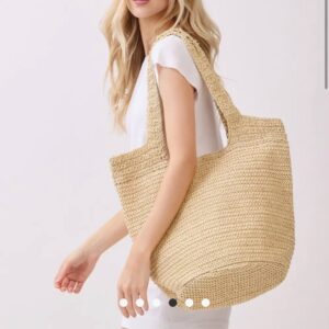 Stylinè Handmade Round Bottom Woven Straw Tote Bag - Image 4