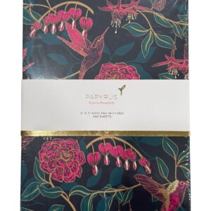 NEW PAPYRUS Express Beautifully Pink Birds 5”X 7" NOTE PAD WITH PEN 240 SHEETS
