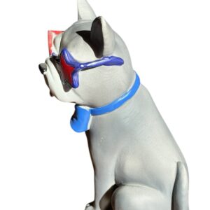 Alternative view of Patriotic French Bulldog Figurine 8.5" Gray w/ Star Glasses & Bow Tie 🇺🇸🐶