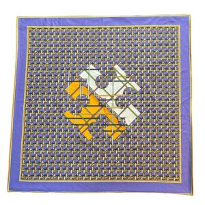 Tory Burch Basketweave Logo Cotton Jersey Neckerchief Purple 24"x24"