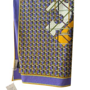 Tory Burch Basketweave Logo Cotton Jersey Neckerchief Purple 24"x24" - Image 3