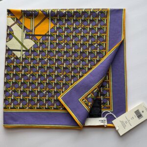 Tory Burch Basketweave Logo Cotton Jersey Neckerchief Purple 24"x24" - Image 4