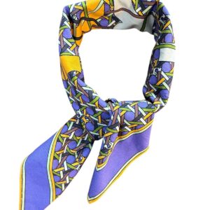 Tory Burch Basketweave Logo Cotton Jersey Neckerchief Purple 24"x24" - Image 6