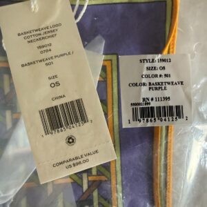 Tory Burch Basketweave Logo Cotton Jersey Neckerchief Purple 24"x24" - Image 8