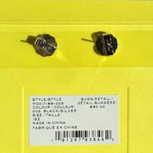 Marc Jacobs Medalion Stud Earrings Black Silver Tone NWT - Image 4