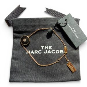 Marc Jacobs Medalion Logo Disc Enamel Bracelet Black Gold NWT - Image 8