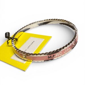 Alternative view of Marc Jacobs Signed Bangle Bracelet Pink Silver Round 2.75 in NWT & Pouch