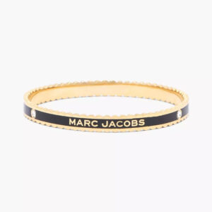 Alternative view of Marc Jacobs Signed Bangle Bracelet Black/Gold Round 2.75 in