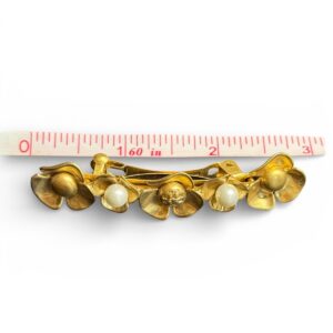Alternative view of Tory Burch Cluster Floral Barette Hair Clip Gold 3" NWT MSRP $128