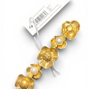 Tory Burch Cluster Floral Barette Hair Clip Gold 3" NWT MSRP $128 - Image 6