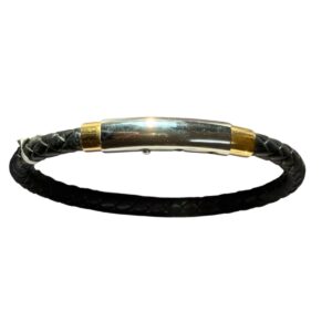 Alternative view of Legacy For Men Simone I Smith 2 Tone Stainless Black Leather Bracelet MSRP $125