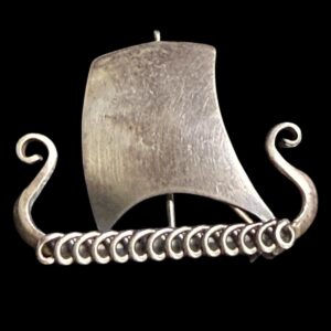 ANTON MICHELSEN DENMARK STERLING SILVER VIKING SHIP FIGURE VINTAGE BROOCH PIN