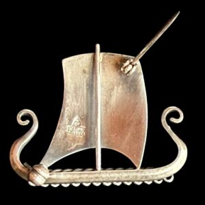 ANTON MICHELSEN DENMARK STERLING SILVER VIKING SHIP FIGURE VINTAGE BROOCH PIN - Image 3