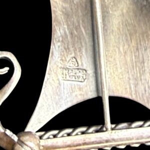 ANTON MICHELSEN DENMARK STERLING SILVER VIKING SHIP FIGURE VINTAGE BROOCH PIN - Image 5