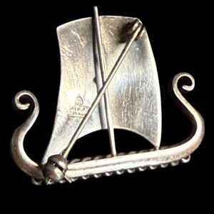 ANTON MICHELSEN DENMARK STERLING SILVER VIKING SHIP FIGURE VINTAGE BROOCH PIN - Image 6