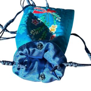 Korean  Traditional Pouch w Crossbody Strap 100% Silk with Handmade Embroidery - Image 10