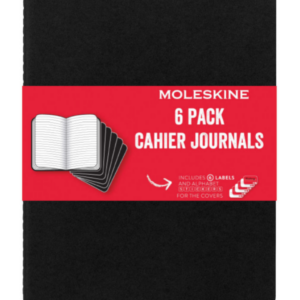 Moleskine Cahier Journals – 9-3/4″ x 7-1/2″, Ruled, Black, Pkg of 6