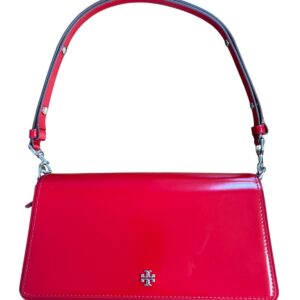 Tory Burch Emerson Patent Leather Convertible Crossbody Bag Warm Red Shinny sexy