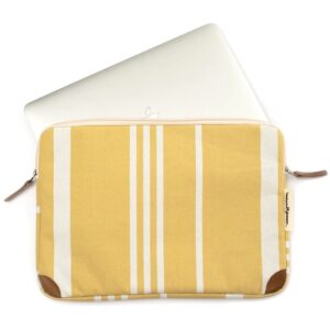 Business & Pleasure Co. THE LAPTOP SLEEVE – Vintage Yellow Stripe 13" - Image 4