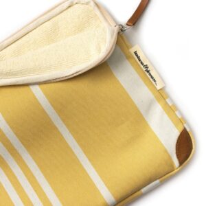 Business & Pleasure Co. THE LAPTOP SLEEVE – Vintage Yellow Stripe 16" - Image 3