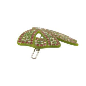 Alternative view of Azanavour Hair Clip Green Bow w Rhinestone Multi-Color