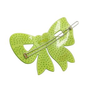 Azanavour Hair Clip Green Bow w Rhinestone Multi-Color - Image 5