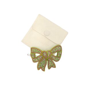 Azanavour Hair Clip Green Bow w Rhinestone Multi-Color - Image 6