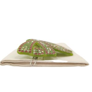 Azanavour Hair Clip Green Bow w Rhinestone Multi-Color - Image 8