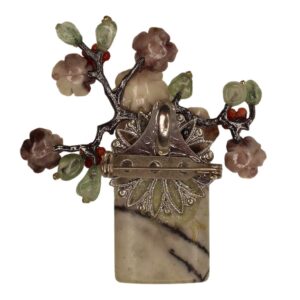 Beyond Joy Natural Stone Flower Brooch Pendant Grey Green Purple Handmade New - Image 4