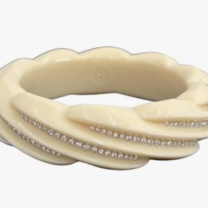 Tory Burch Crystal Resin Bangle Ivory One Size