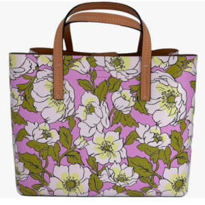 Tory Burch Blake Printed Small Tote Bold Flowers Combo E Pink Green Purple - Image 4