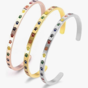Dog Paw Cuff Bangle Bracelet Set 3 – Stainless Steel Animal Jewelry Gift