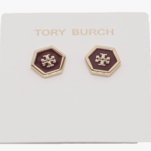 Tory Burch 82437 Claret With Tory Gold Women's Hex Logo Enamel Earrings - Image 4