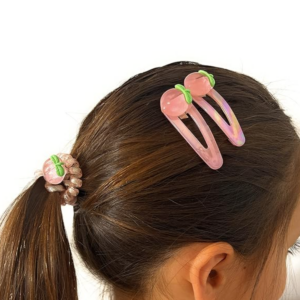 3 sets of Peach Design Duck Bill Clips/Alligator Clips, Spiral/Coil/Phone Cord - Image 3