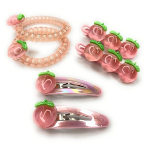 3 sets of Peach Design Duck Bill Clips/Alligator Clips, Spiral/Coil/Phone Cord - Image 4