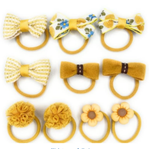 40 pcs of SMALL Cute Hair Ties in 10 Green, 10 Pink, 10 Lemon, 10 Golden Yellow
