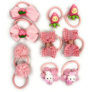 Alternative view of 40 pcs of SMALL Cute Hair Ties in 10 Green, 10 Pink, 10 Lemon, 10 Golden Yellow
