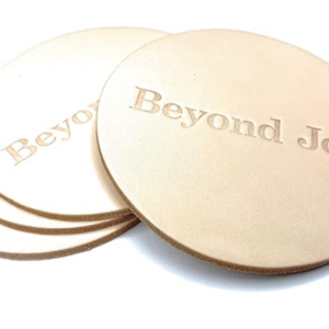 Alternative view of Vachetta Leather Coaster 4 Pack 100% Un-Dyed Natural Full-Grain Leather 4" Round