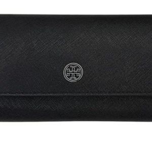 Tory Burch Women's Emerson Wallet on a Chain (Crossgrain Leather, Black)