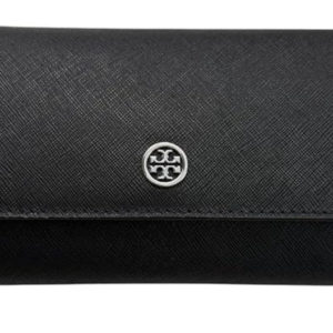 Tory Burch Women's Emerson Wallet on a Chain (Crossgrain Leather, Black) - Image 6