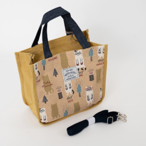 Kusuguru Japan Signature Embroidered Cat 3 Way Canvas Bag Blue - Image 5
