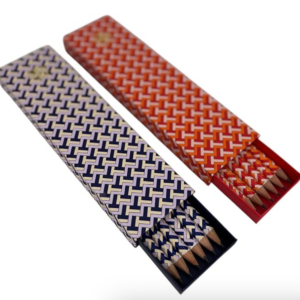 Alternative view of Tory Burch Patterned Lead Pencil Set of 6, Red and White Chevron Design (Orange)