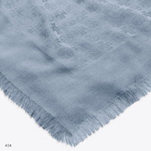 Alternative view of Tory Burch Logo Jacquard Traveler Seltzer 56" x 56" OS Brand New MSRP $278