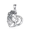 925 Sterling Silver Horse & Girl pendant 18" necklace w cubic Zirconia: Emma & Simon