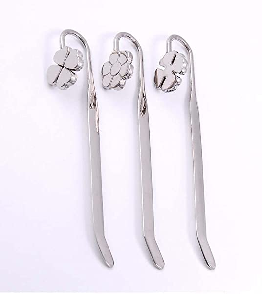 Beyond Joy, 1 Set of Metal Bookmarks: 1 of Clover, 1 of Daisy and 1of Small Flower in Polished Stainless Steel, Book Lovers' Must Have. Share with Friends and Family