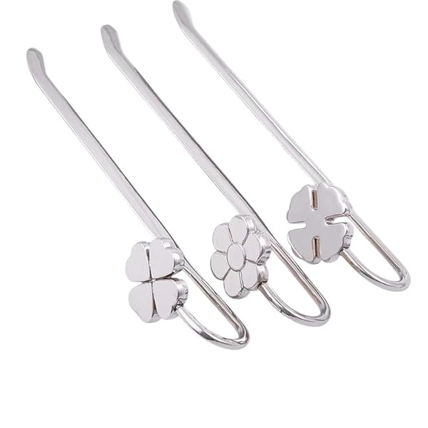 Beyond Joy, 3 Bookmarks as a 1 Set: 1 Clover, 1 Daisy, and 1 Small Flower in Polished Stainless Steel. Book Lovers' Must Have. - Image 5