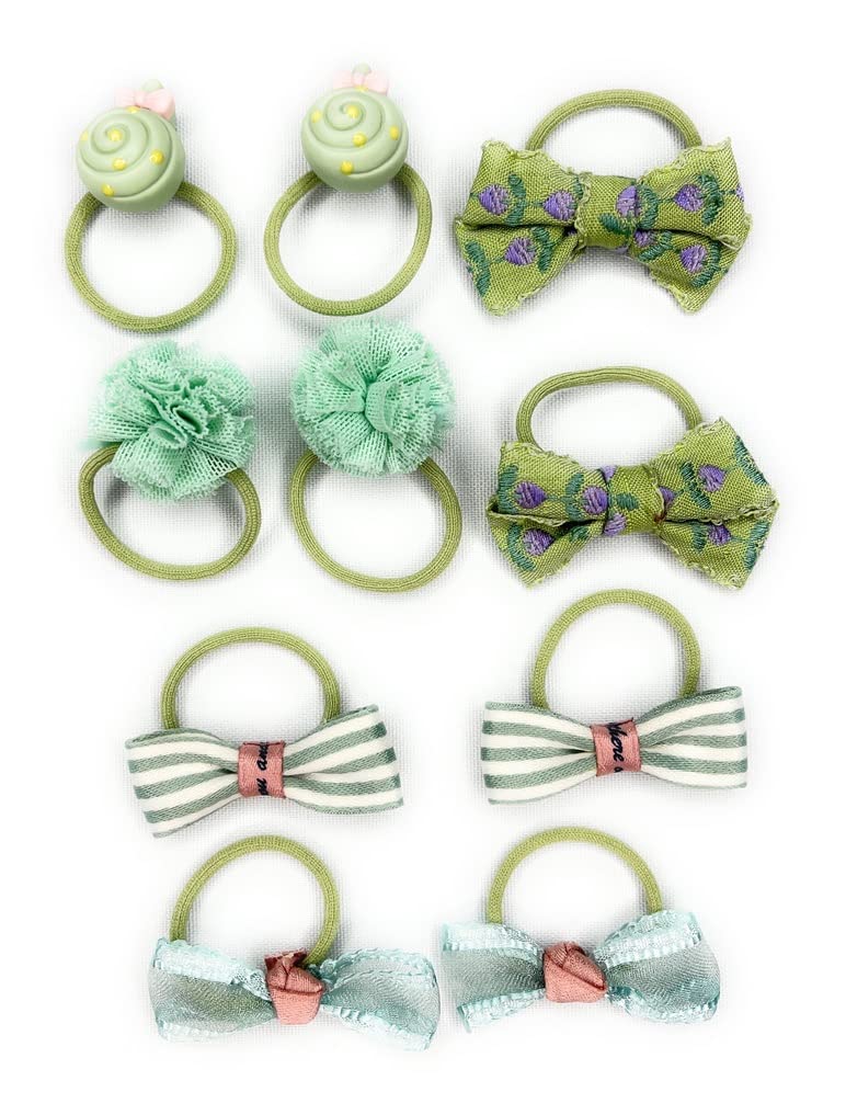 Beyond Joy 40 pcs of SMALL Cute Hair Ties in 10 Green, 10 Pink, 10 Lemon, 10 Golden Yellow Hair Bands Bows, Hello Kitty, Strawberry, Candy, Flower, Pineapple Scrunchies & Accessaries: No More Ouch, Cutie Pie!! - Image 3